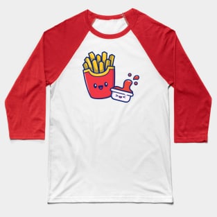 Cute French Fries With Sauce Baseball T-Shirt